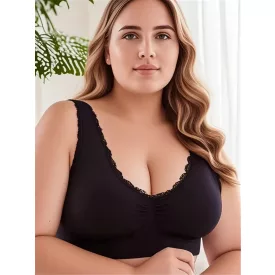 Női 2XL-es fekete csipkés sportmelltartó - ÚJ