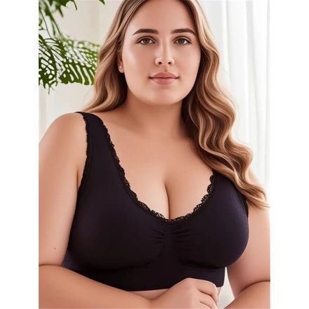 Női 2XL-es fekete csipkés sportmelltartó - ÚJ