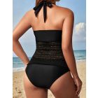 Női L-es fekete csipkés tankini - ÚJ