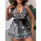 Női XL-es fekete-fehér tankini - ÚJ