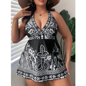 Női 3XL-es fekete-fehér tankini - ÚJ