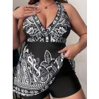 Női 4XL-es fekete-fehér tankini - ÚJ