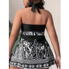 Női 4XL-es fekete-fehér tankini - ÚJ