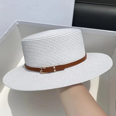 58 cm-es fejre fehér női szalmakalap - ÚJ
