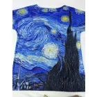 Női L-es kék festményes póló - Van Gogh: Csillagos éj - ÚJ