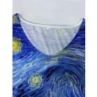 Női S-es kék festményes póló - Van Gogh: Csillagos éj - ÚJ