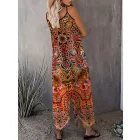 Női nagyméretű, plus size színes etnikai mintás pántos nyári overall, playsuit - ÚJ