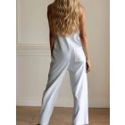 Női S-es fehér galléros elegáns nyári overall, playsuit - ÚJ