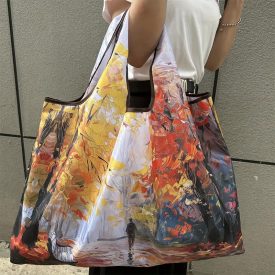   Nagyméretű festményes összehajtható füles bevásárlótáska, szatyor - Sétaút - ÚJ 