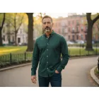 Férfi XXL-es sötétzöld lenes hosszú ujjú ing - ÚJ