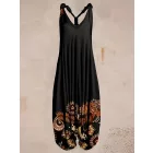 Női M-es fekete virágos hárem nyári overall, playsuit - ÚJ