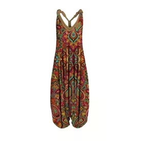   Női L-es színes bohém mintás hárem nyári overall, playsuit - ÚJ
