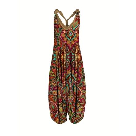 Női L-es színes bohém mintás hárem nyári overall, playsuit - ÚJ