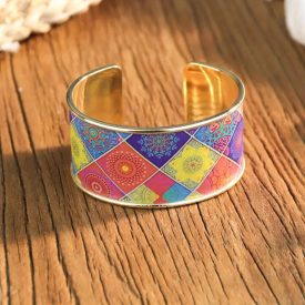 Bohém színes rombusz mintás karkötő, karperec - ÚJ