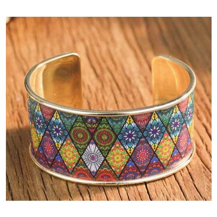 Bohém színes rombuszmintás karkötő, karperec - ÚJ