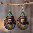 Buddha mintájú csepp alakú könnyű akasztós fülbevaló - ÚJ