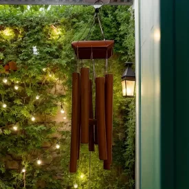   Kézzel készített bambusz szélcsengő, szélharang, egyszerű sötétbarna - ÚJ 