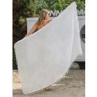 Fehér bojtos szarong vagy strandlepedő - ÚJ
