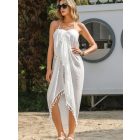 Fehér bojtos szarong vagy strandlepedő - ÚJ