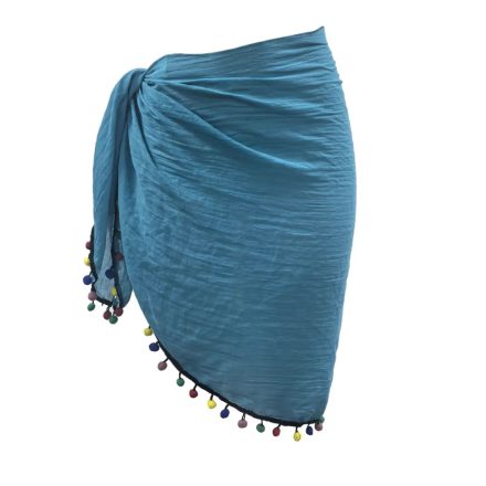 Denimkék bojtos strandszoknya - ÚJ