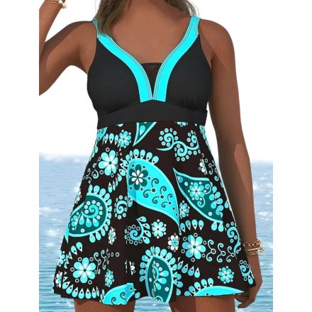 Női 0XL-es fekete-türkiz tankini - ÚJ