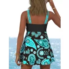 Női 1XL-es fekete-türkiz tankini - ÚJ