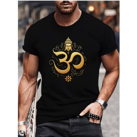   Férfi XL-es fekete 3D hatású nyomott Buddha mintás póló - ÚJ