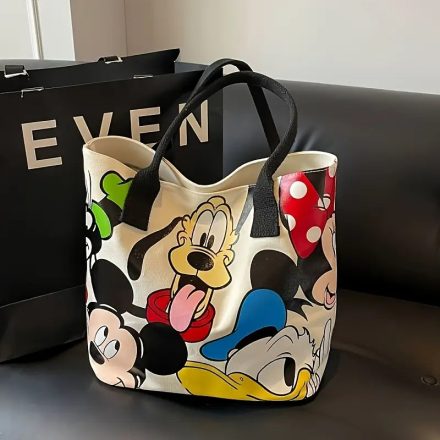Minnie egér, Miki egér, Donald, Plútó kutya mintás vászon táska, textil táska, bevásárlótáska - ÚJ 