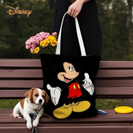   Fekete Miki egér mintás vászon táska, textil táska, bevásárlótáska - ÚJ 