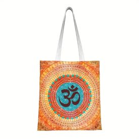   Narancssárga OM mintás erős vászon anyagú táska, textil táska, bevásárlótáska - ÚJ 