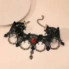 Fekete csipke köves gótikus nyaklánc - Halloween - ÚJ