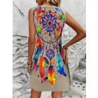 Női XL-es drapp álomfogós miniruha - ÚJ