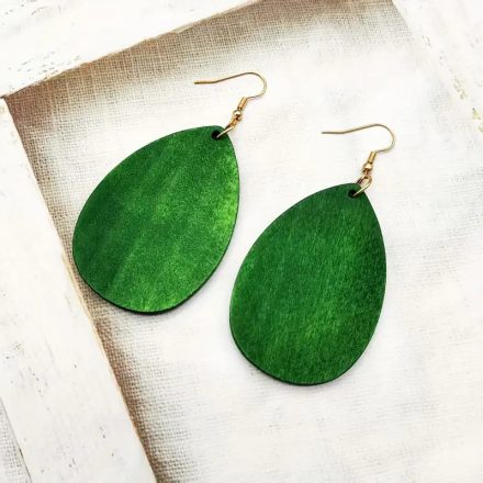 Zöld fa ovális lap fülbevaló - ÚJ
