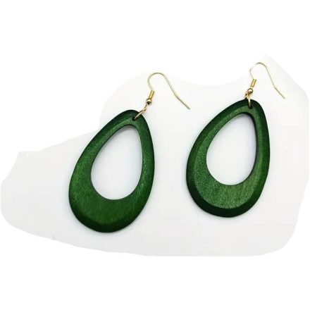 Zöld fa ovális fülbevaló, kb 6 cm - ÚJ