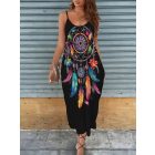 Női fekete pántos álomfogós maxiruha, hosszú ruha - ÚJ