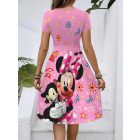 Női L-es rózsaszín térdig érő ruha - Minnie egér - ÚJ 