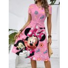 Női M-es rózsaszín térdig érő ruha - Minnie egér - ÚJ 