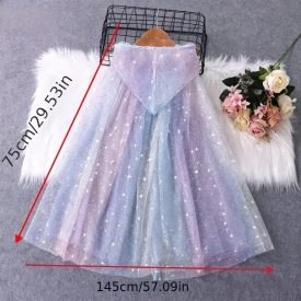   75 cm hosszú szivárványszínű csillogó kapucnis palást - ÚJ