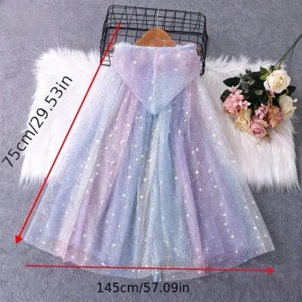 75 cm hosszú szivárványszínű csillogó kapucnis palást - ÚJ