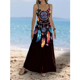 Női fekete álomfogós maxiruha - ÚJ