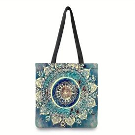   Erős anyagú kék-zöld mandalás, mandalamintás bevásárlótáska, szatyor - ÚJ