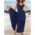 Női M-es sötétkék bojtos átlapolós strandruha - ÚJ