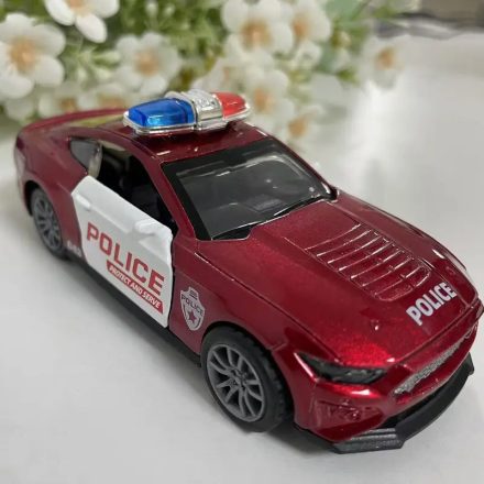 Piros fém rendőrautó, kisautó - ÚJ