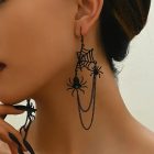 Fekete pókos, pókhálós bedugós bizsu fülbevaló - Halloween - ÚJ