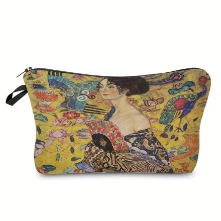 Festményes kozmetikai táska, neszesszer - Gustav Klimt: Hölgy legyezővel - ÚJ
