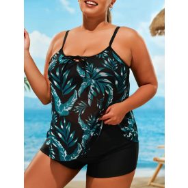 Női nagyméretű, plus size fekete-zöld tankini - ÚJ