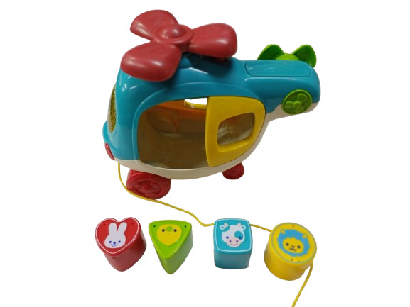 Zenélő, beszélő, hangot adó formabedobós helikopter - Vtech (angol nyelvű)