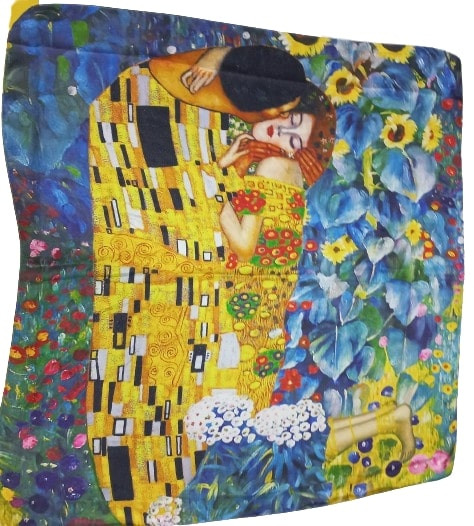 70x70 cm-es festményes selyem sál, kendő - Klimt: Anya és gyermeke - ÚJ