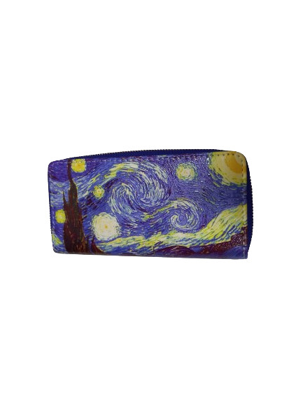 Festményes nagyméretű dupla fakkos pénztárca - Van Gogh: Csillagos éj - ÚJ