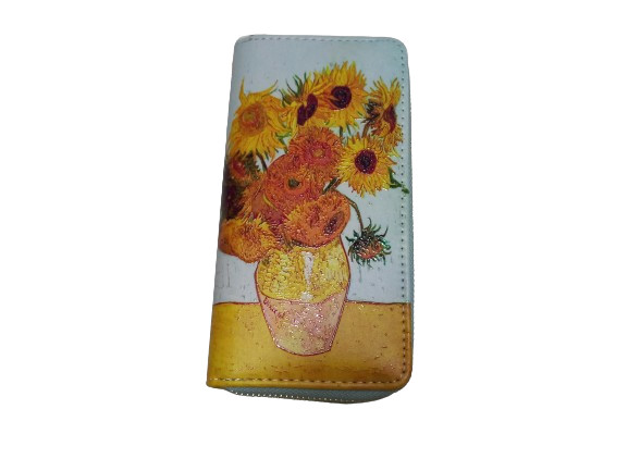 Festményes nagyméretű dupla fakkos pénztárca - Van Gogh: Napraforgók - ÚJ